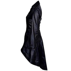 Abrigo gótico largo de piel de cordero para mujer, bonito y sexy