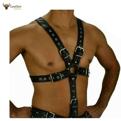 Arnés de cuerpo completo de cuero genuino hecho a mano para hombre, AJUSTABLE CON JOCK