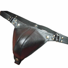 Calzoncillos para hombre de cuero genuino, tanga tipo suspensorio, fetiche