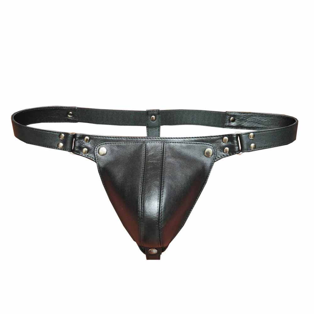 Calzoncillos para hombre de cuero genuino, tanga tipo suspensorio, fetiche