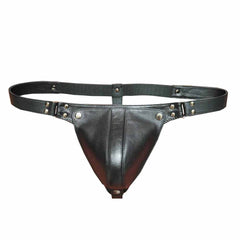 Calzoncillos para hombre de cuero genuino, tanga tipo suspensorio, fetiche