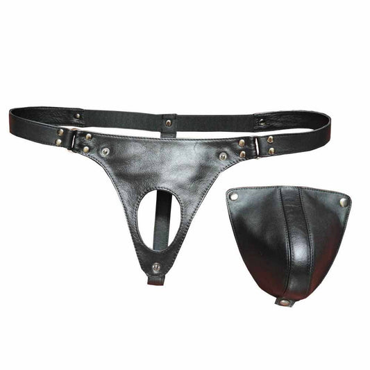 Calzoncillos para hombre de cuero genuino, tanga tipo suspensorio, fetiche