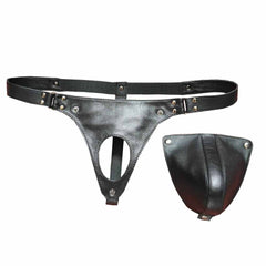 Calzoncillos para hombre de cuero genuino, tanga tipo suspensorio, fetiche