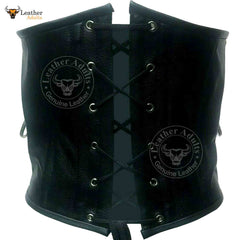Heavy Cowhide Leather Male Corset Steel Boned Rear Laced Unisex Bondage Girdle Cincher