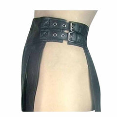 Kilt plisado completo de cuero auténtico negro para hombre – K2