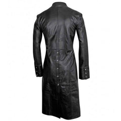 Abrigo largo negro de piel de vaca para hombre Matrix Trench Coat Goth Steampunk Van Helsing Gothic Trench Coat Nuevo