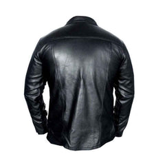 Camisa Steampunk de Cuero de Cordero Negro para Hombre, Uniforme de Policía, Bluf Gay, Mangas Largas
