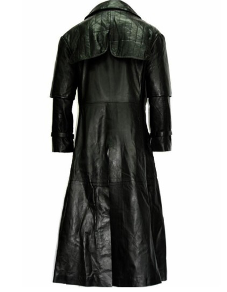 Abrigo negro de cuero vacuno auténtico para hombre Hugh Jackman Van Helsing Gótico Steampunk Gabardina Gótica