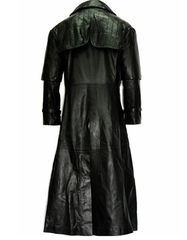 Abrigo negro de cuero vacuno auténtico para hombre Hugh Jackman Van Helsing Gótico Steampunk Gabardina Gótica