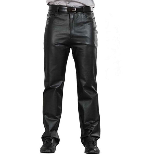 Men's Genuine Cowhide Leather Pants back zipper pockets Jeans Style Premium Kink