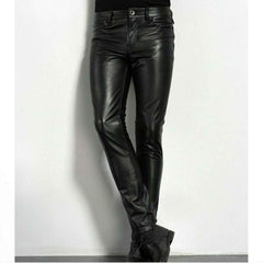 Pantalones de hombre de cuero auténtico negro estilo famoso Levi 501, vaqueros calientes, la mayoría de las tallas