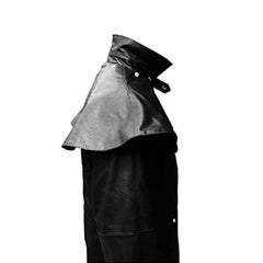 Gabardina larga para hombre de cuero auténtico negro estilo Duster, para montar, cazar o Steampunk T7