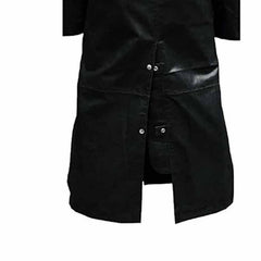 Gabardina larga para hombre de cuero auténtico negro estilo Duster, para montar, cazar o Steampunk T7