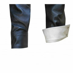 Men's Real Sheep Nappa Leather Full Sleeve BLUF Bespoke Tailored Shirt in Black and White Two Tone