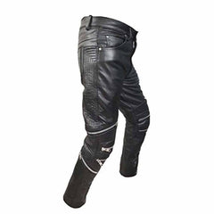 Pantalones de Motociclista de Cuero de Vacuno Negro Genuino para Hombre, Pantalones de Motociclista Vaqueros