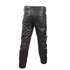 Pantalones de Motociclista de Cuero de Vacuno Negro Genuino para Hombre, Pantalones de Motociclista Vaqueros