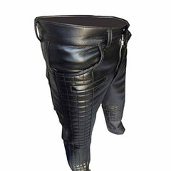 Vaqueros/Pantalones/Pantalones BLUF de cuero de vaca negro para hombre, estilo acolchado, elegantes y sexys