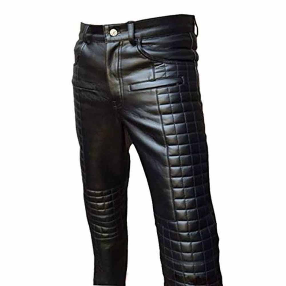Vaqueros/Pantalones/Pantalones BLUF de cuero de vaca negro para hombre, estilo acolchado, elegantes y sexys