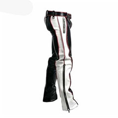 Vaqueros BLUF de cuero de vaca auténtico negro para hombre, bondage, con contraste rojo y blanco