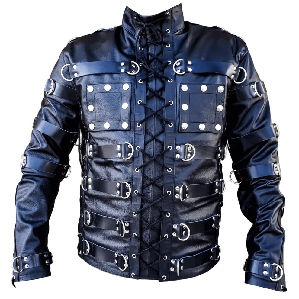 Real Cowhide Leather Heavy Duty bondage top Straitjacket BDSM Restricted jacket top