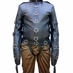 Chaqueta de cuero auténtico para bondage, BDSM, de alta resistencia, tipo camisa de fuerza