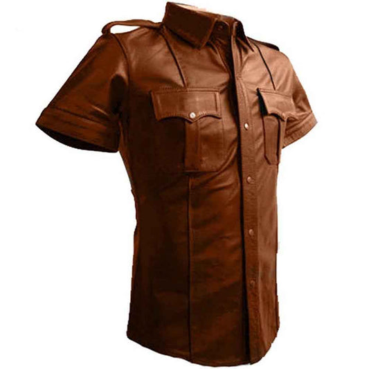CAMISA DE PIEL AUTÉNTICA para hombre, estilo policía militar, BLUF, la mayoría de las tallas