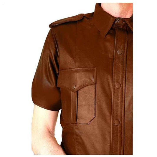 CAMISA DE PIEL AUTÉNTICA para hombre, estilo policía militar, BLUF, la mayoría de las tallas