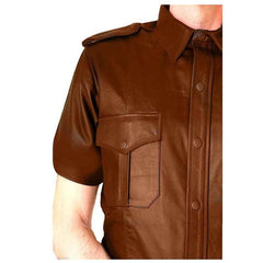 CAMISA DE PIEL AUTÉNTICA para hombre, estilo policía militar, BLUF, la mayoría de las tallas