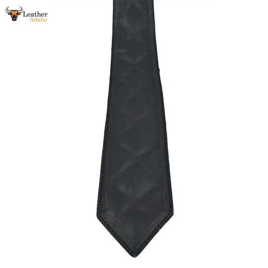 Nueva Corbata Acolchada de Cuero de Oveja 100% Genuino para Hombre con Contraste Blanco