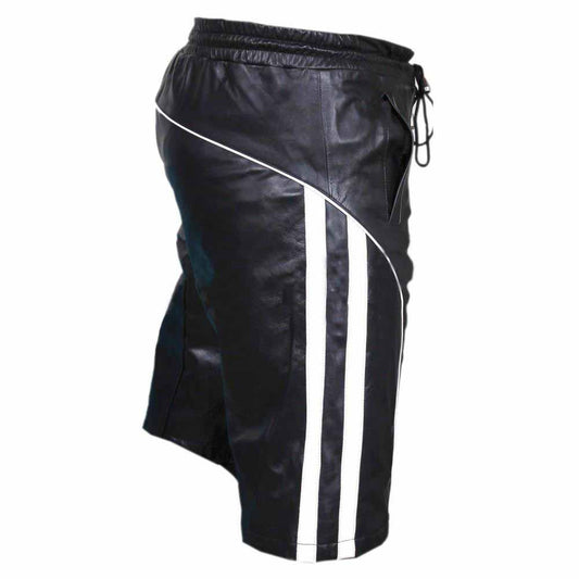 Pantalones cortos de piel de vaca auténtica en blanco y negro para hombre, ropa de discoteca, pantalones cortos gay
