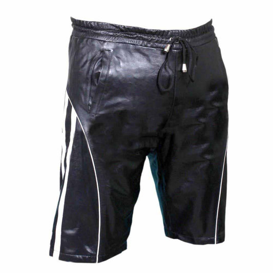 Pantalones cortos de piel de vaca auténtica en blanco y negro para hombre, ropa de discoteca, pantalones cortos gay