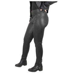 Pantalones de cuero NAPA de piel de cordero genuina negra para damas sexy, pantalones vaqueros sexys