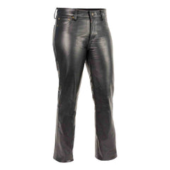 Pantalones clásicos de cuero negro genuino de piel de vaca suave de 5 bolsillos para mujer