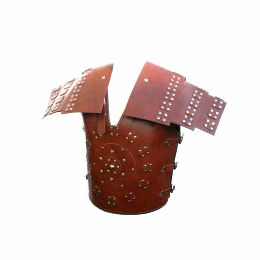 Armadura Corporal de Cuero Marrón Samurái Romano LE con Coraza Armadura Corporal LARP