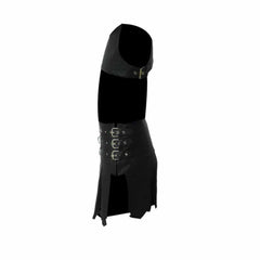 Conjunto de falda escocesa de gladiador romano de cuero negro para hombre – K3 -BLK