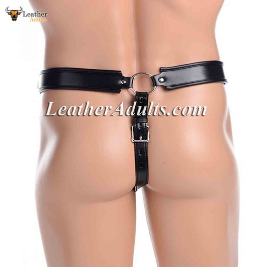 STRICT Red de seguridad masculina CASTIDAD JOCKSTRAP Gay Tanga Cinturón de cuero de vaca auténtico Bóxer Slip Jockstrap Pantalones de cuero M,L, XL