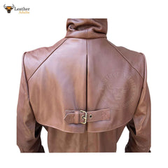 Mens Real Brown Leather Goth Matrix Steampunk Gothic Van Helsing Coat Steampunk Gothic Matrix Trench Coat