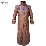 Mens Real Brown Leather Goth Matrix Steampunk Gothic Van Helsing Coat Steampunk Gothic Matrix Trench Coat