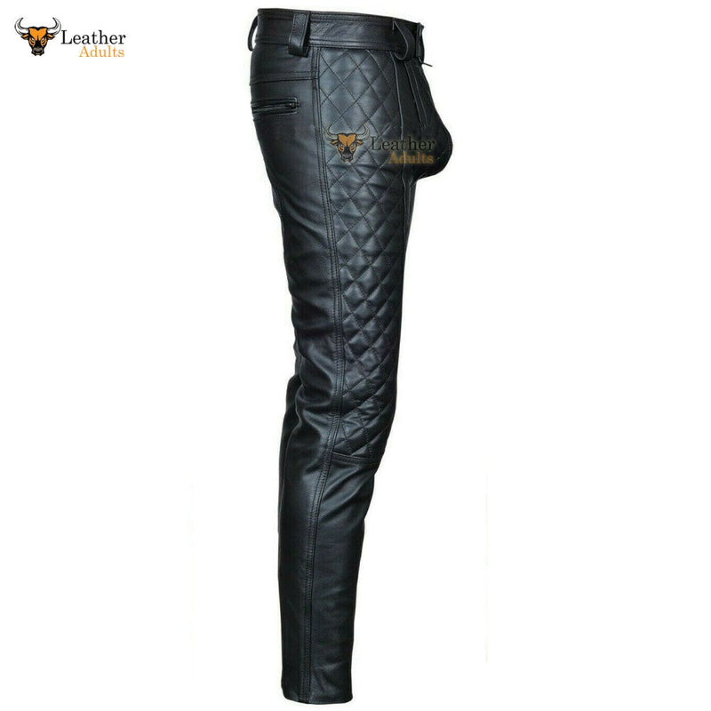 Men's Real Cowhide Leather Pants Punk Kink Jeans Trousers BLUF Pants Bikers Breeches