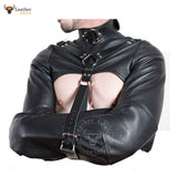 Mens Bolero Black Genuine Leather Heavy Duty Straitjacket Bondage Jacket BDSM