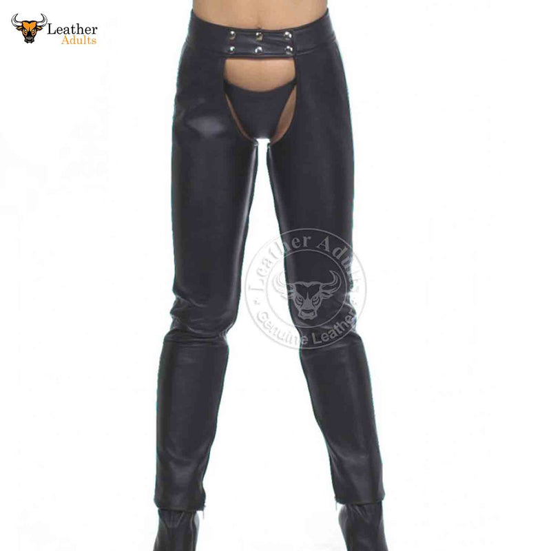 Women’s Real Cowhide Soft Leather Chaps Inside Zipped Leather Chaps