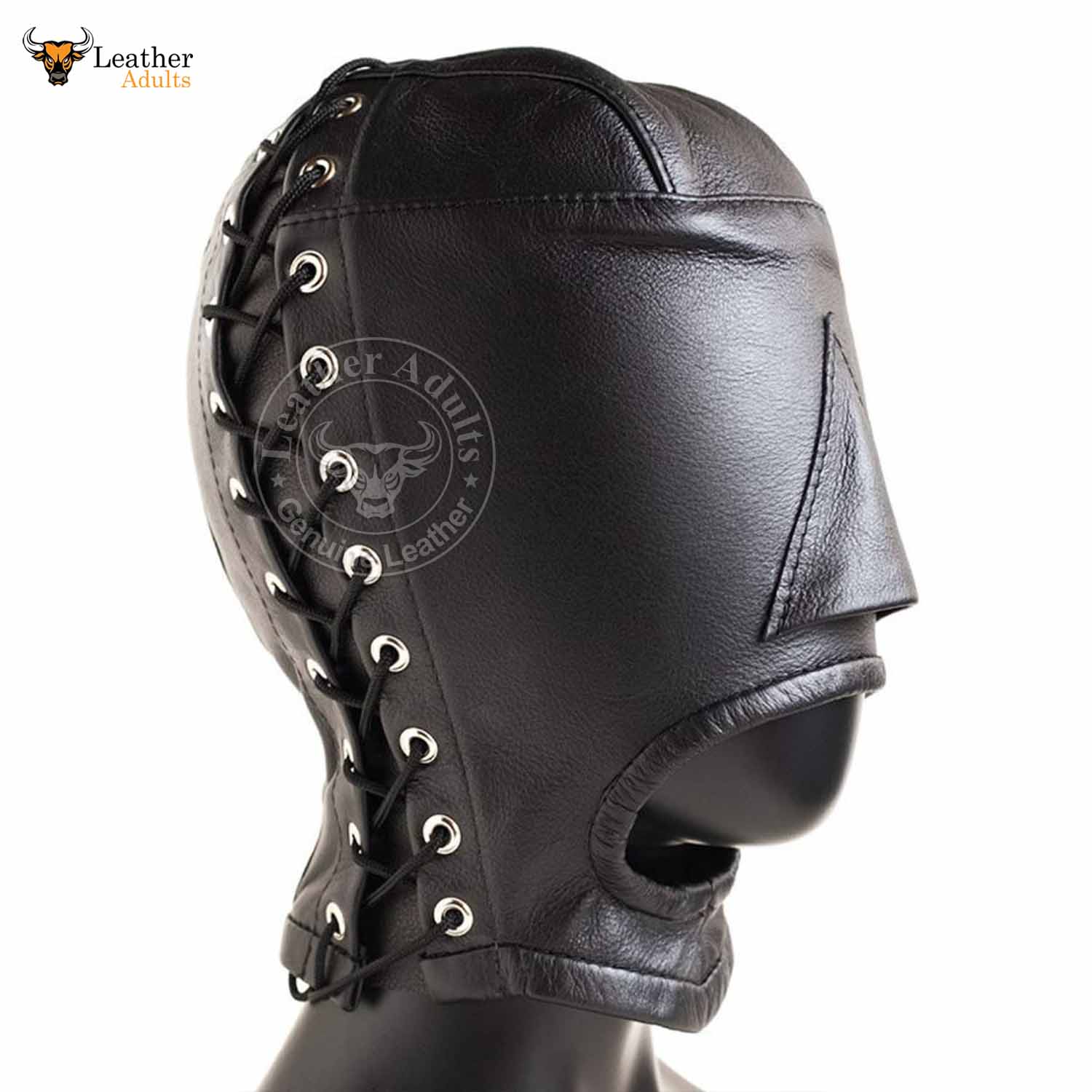BDSM Open Mouth Leather Hood Black Soft Leather Bondage Mask KSK LEATHER bdsm-open-mouth-leather-hood-black-soft-leather-bondage-mask-ksk-leather