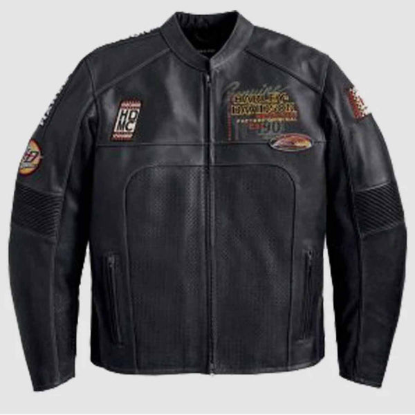 Harley Davidson Men Black Regulator Perforated Black Leather Jacket