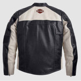 Harley Davidson Men White Regulator Perforated Black Leather Jacket