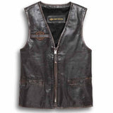 Harley Davidson Men's Eagle Distressed Slim Fit Leather Vest