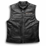 Harley Davidson Men's Embroidered Passing Link Leather Vest