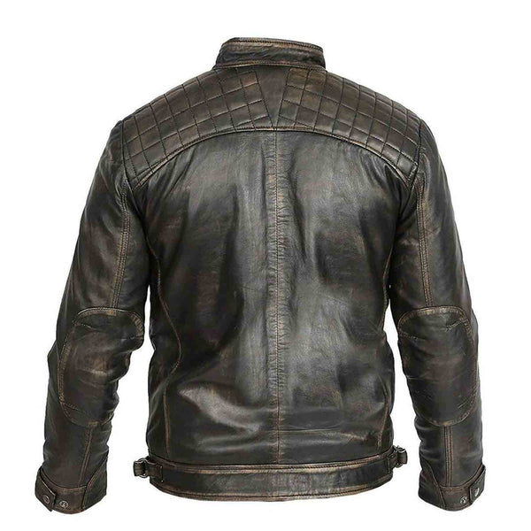 Mens Cowhide Black Leather Jacket Distressed Tanned Soft Bikers Jacket Most Sizes