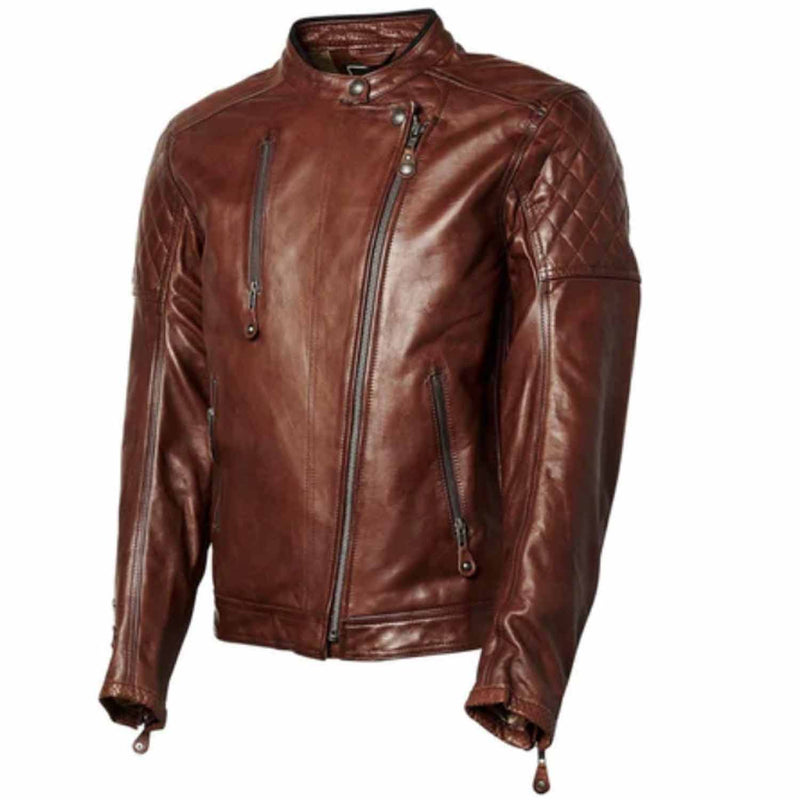 New Brown Motorcycle Real Cow Leather Jacket for Moto Biker