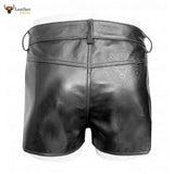 MENS 100% GENUINE LEATHER SEXY BLACK SHORTS With Two Pockets