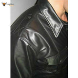 Men's Real Leather Police Shirt Long Sleeves Leather Police Style BLUF Shirt